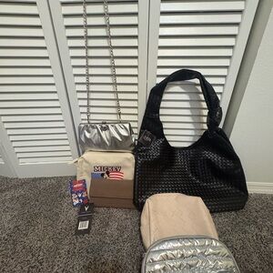 Bundle Seven Bags, Wallets, and Cosmetics Pouches New and Gently Used